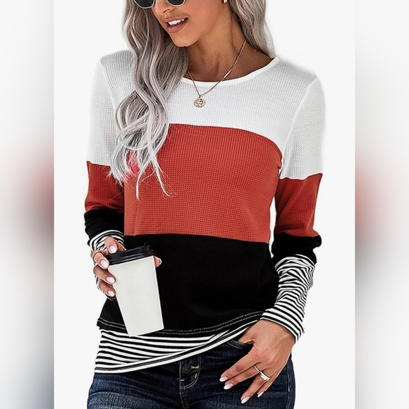 Tops - Colorblock Long Sleeve Top,  Medium